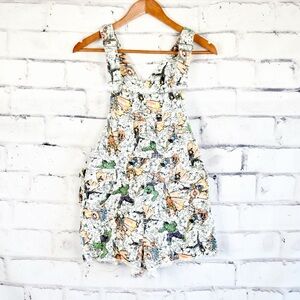 Her Universe Comic Print White Jean Short Overalls